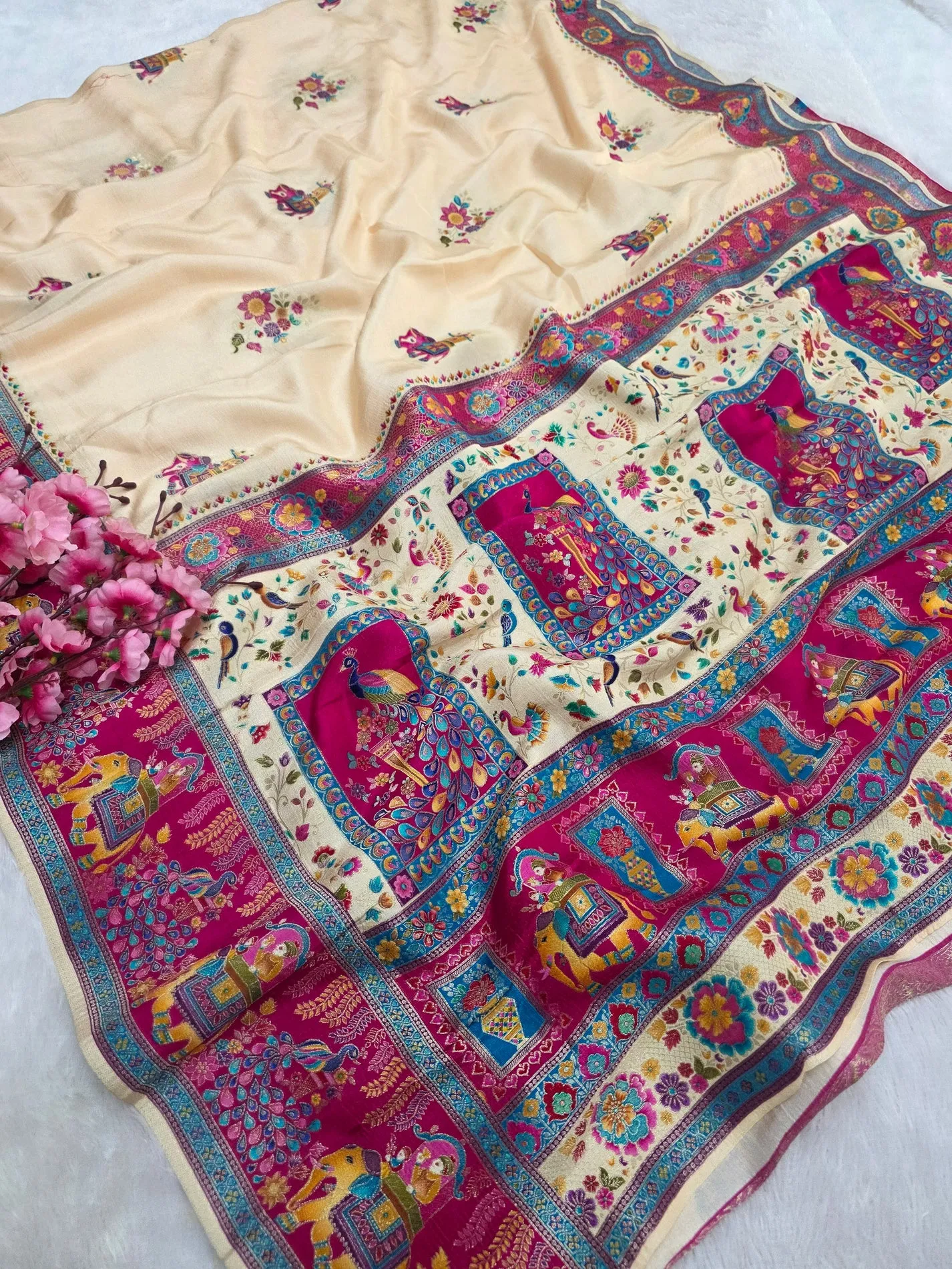 Exclusive Kashmiri Weaving Pure Soft Saree